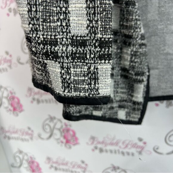 Calvin Klein blazer sweater cardigan tweed Black White Checkered sparkly - Picture 8 of 10